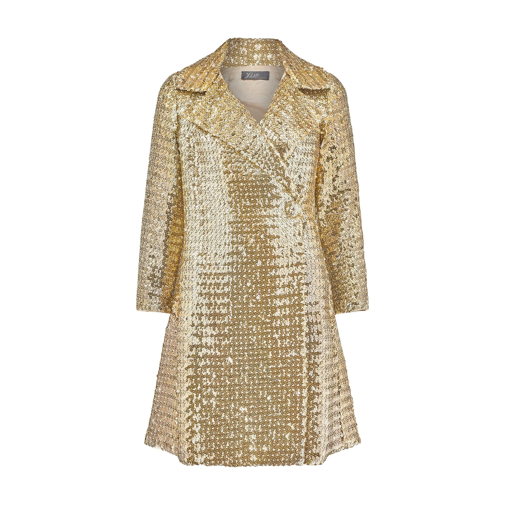 1970s Gold Sequinned Three Quarter Length Jacket