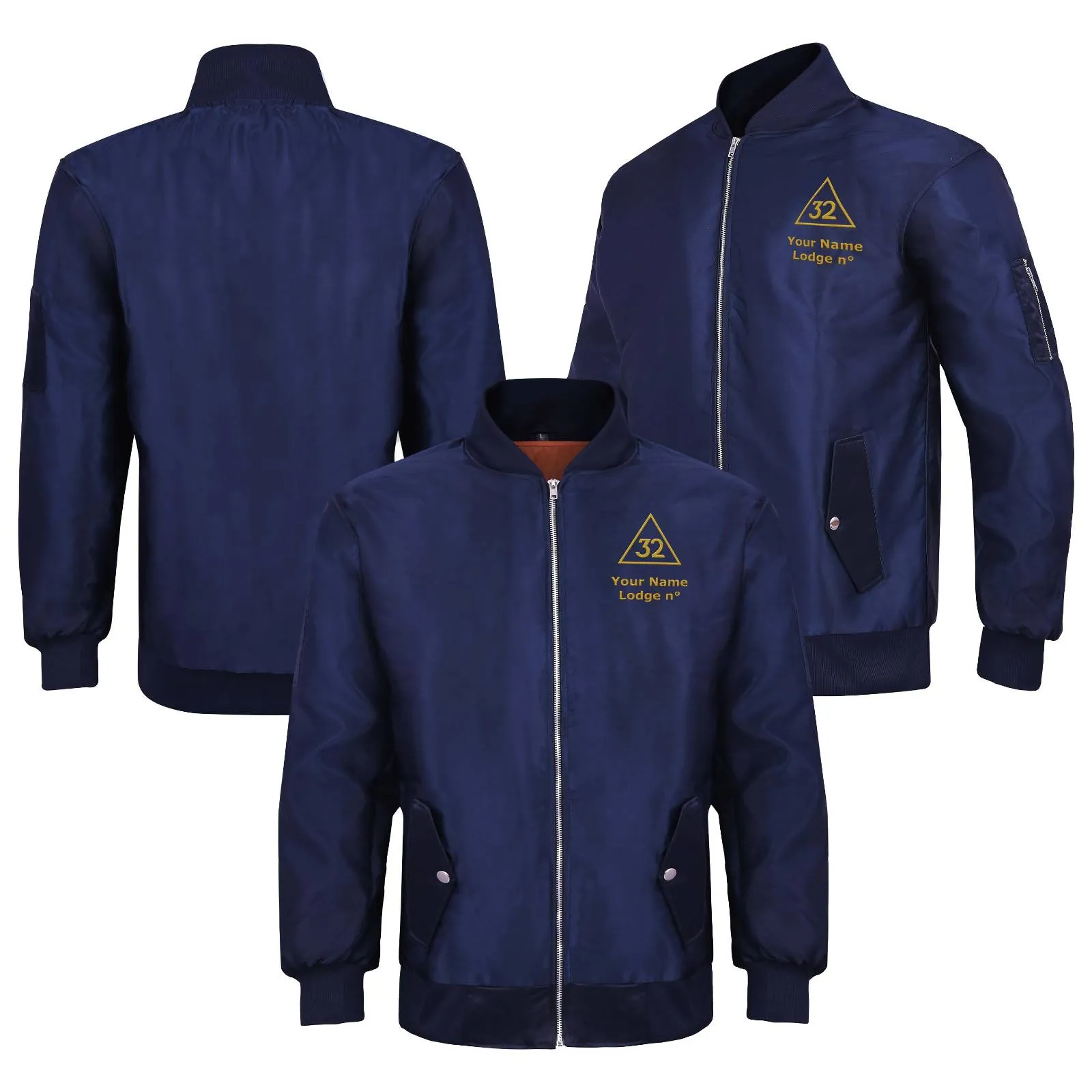 32nd Degree Scottish Rite Jacket -  Nylon Blue Color With Gold Embroidery