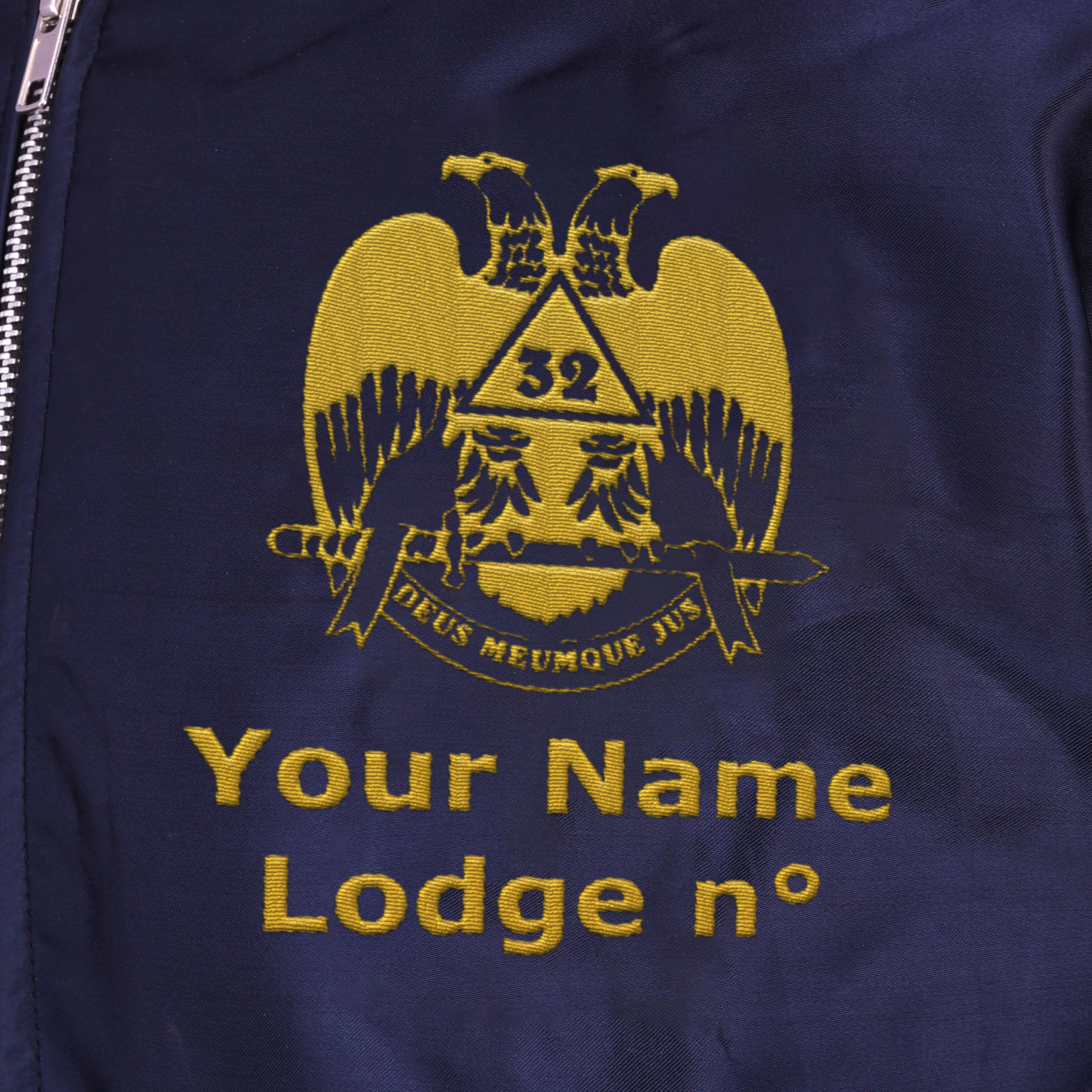 32nd Degree Scottish Rite Jacket -  Nylon Wings Up Blue Color With Gold Embroidery