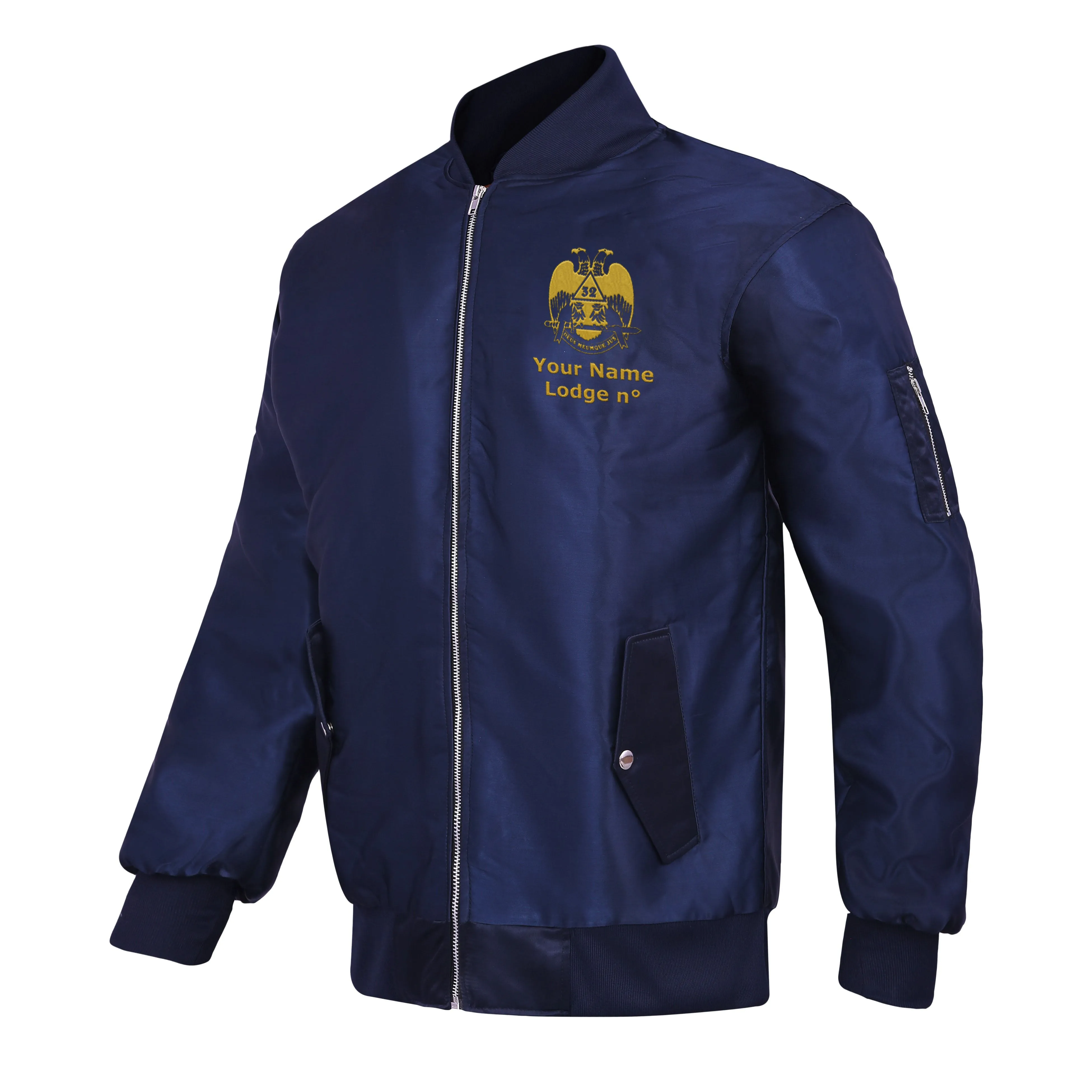 32nd Degree Scottish Rite Jacket -  Nylon Wings Up Blue Color With Gold Embroidery