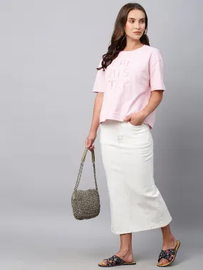 5 Pocket White Denim Pencil Skirt