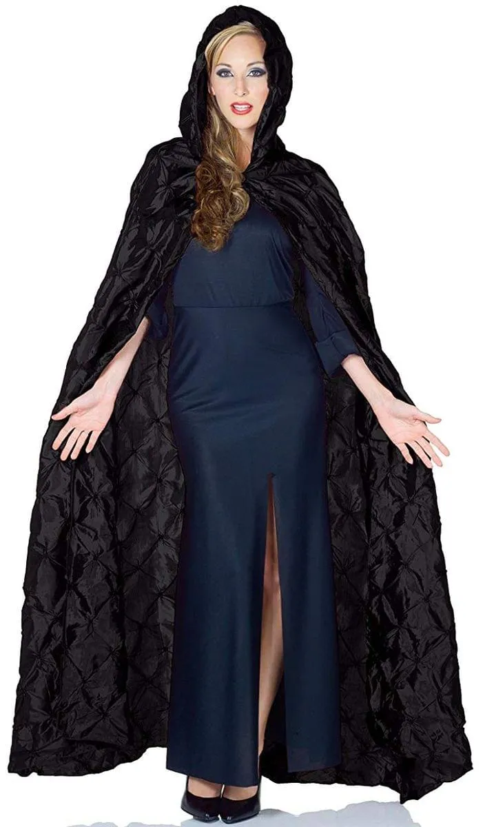 63" Black Taffeta Pintuck Adult Costume Cape