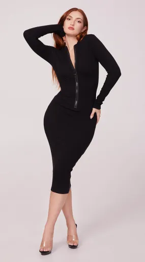 Adjustable Long Sleeve Midi Dress