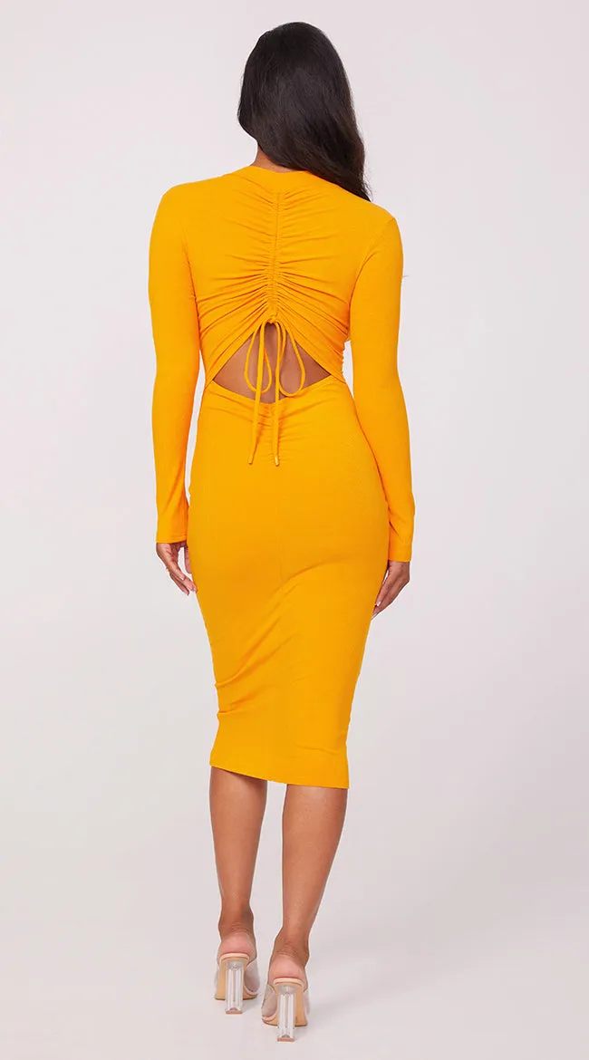 Adjustable Long Sleeve Midi Dress