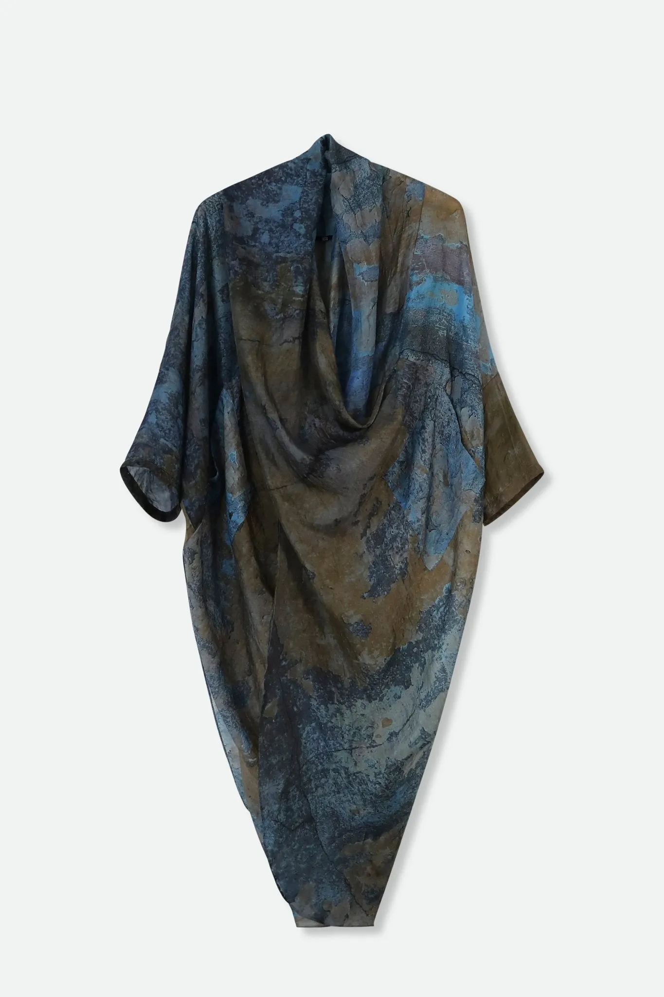 ATHENA CAPE WRAP IN SILK VOILE IN BLUE GREEN PAINT