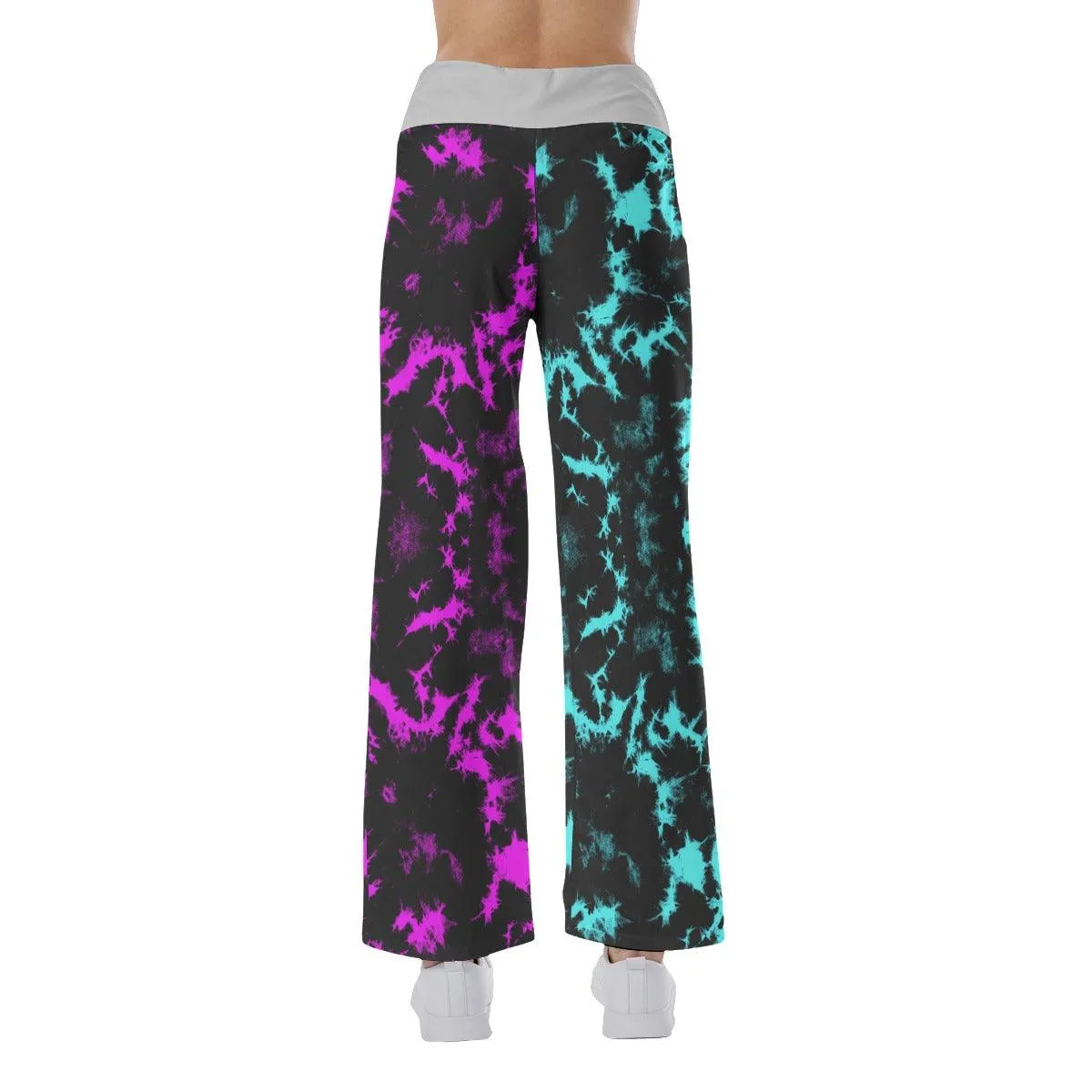 Baby Girl Half Pink Cyan High-waisted Wide Leg Pants