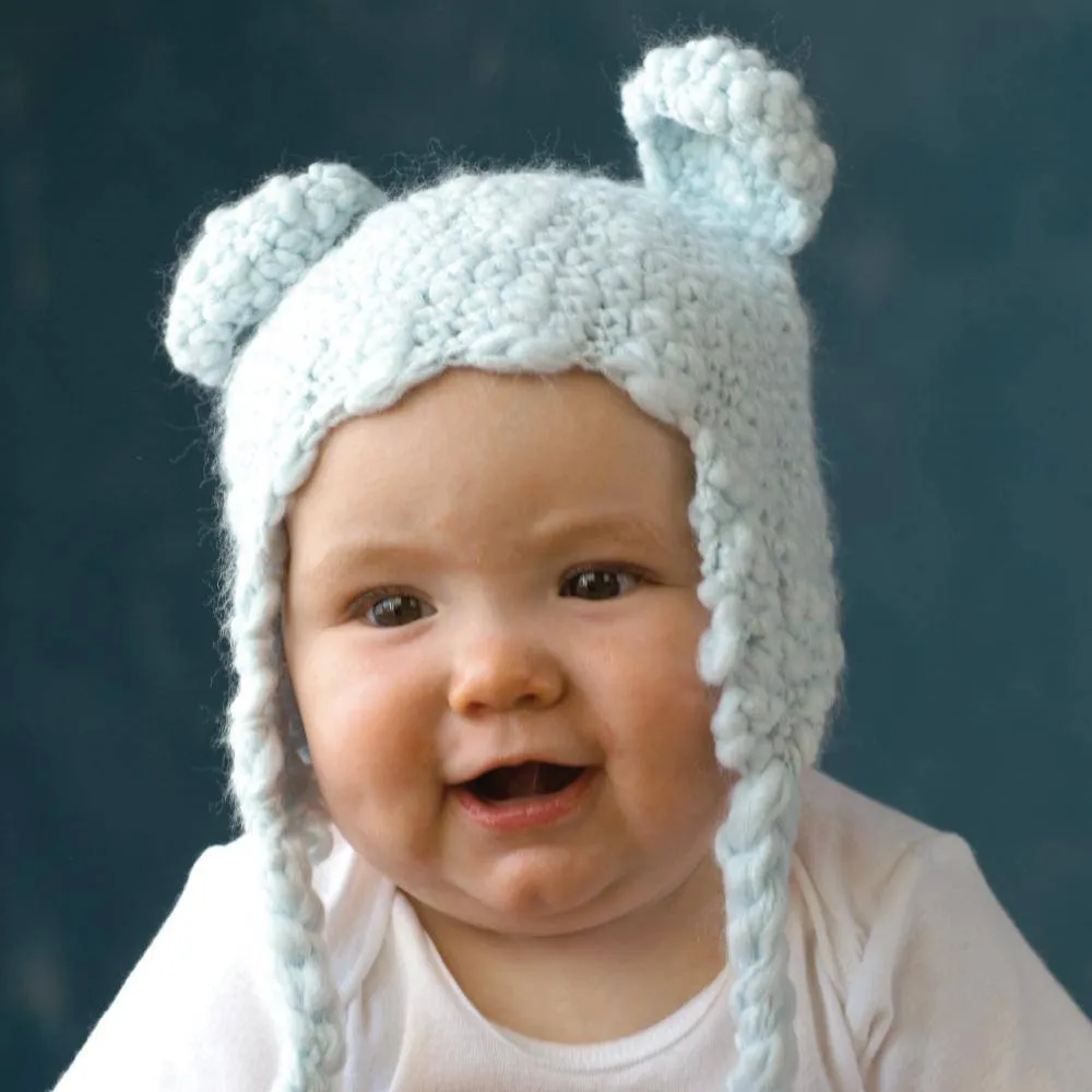 Bear Knit Hat - Blue