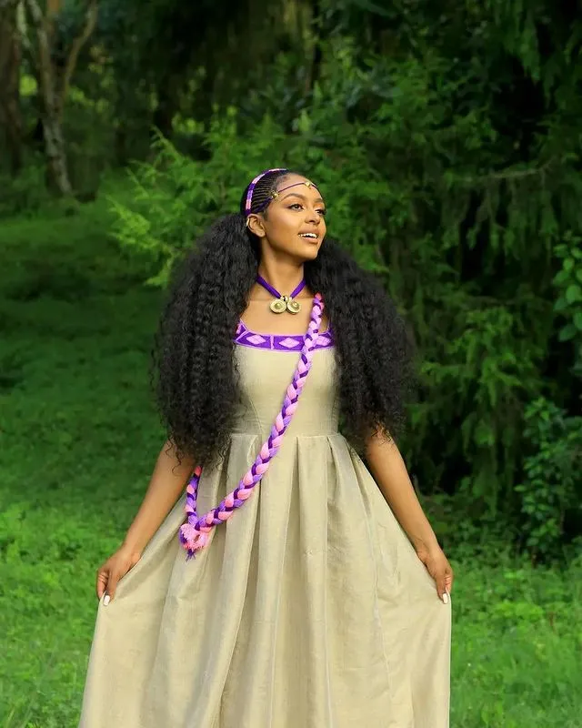 Beautiful Purple Habesha Dress Simple Habesha Kemis for Ashenda