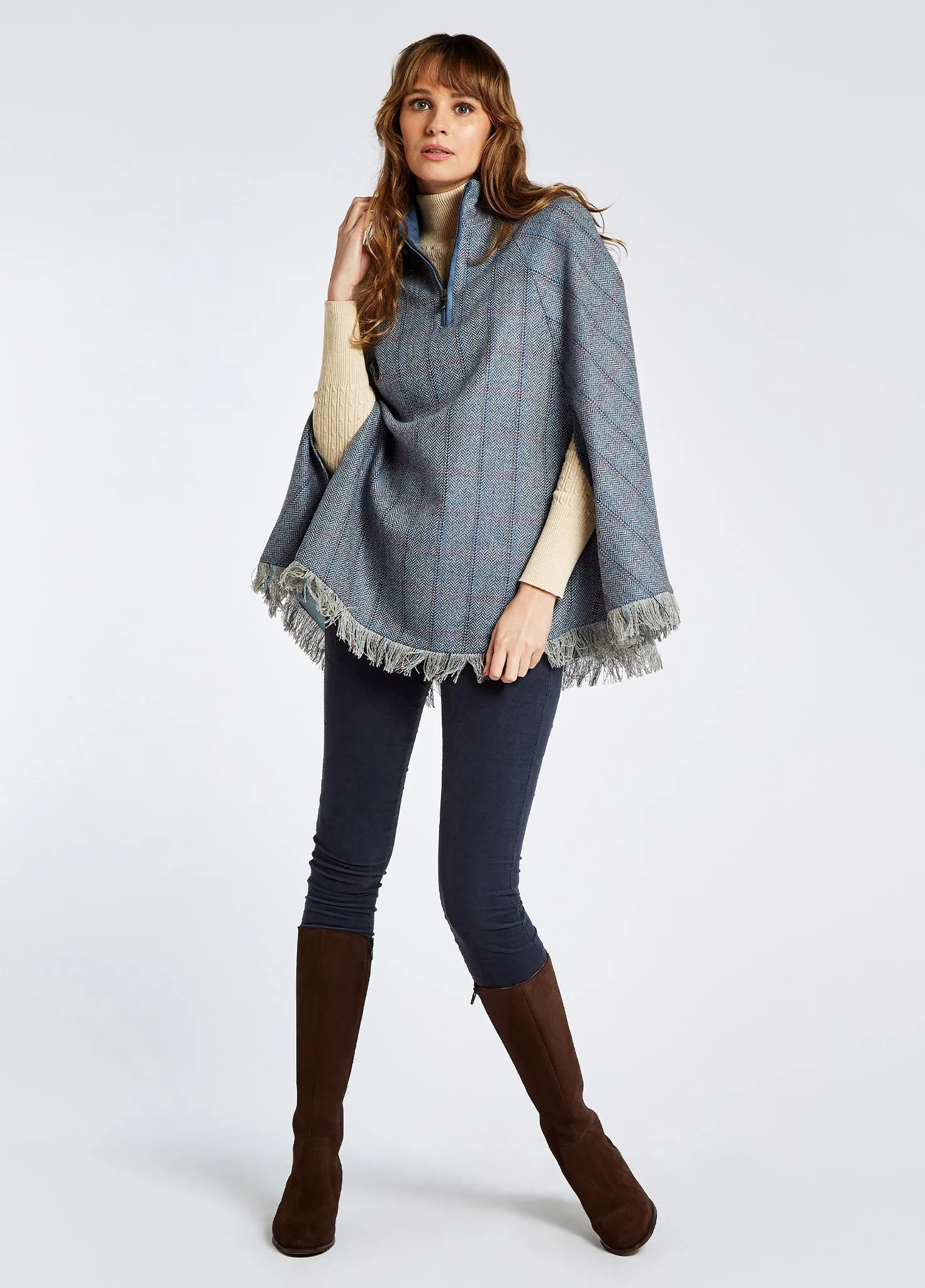 Blackmoor Tweed Cape - Denim Haze