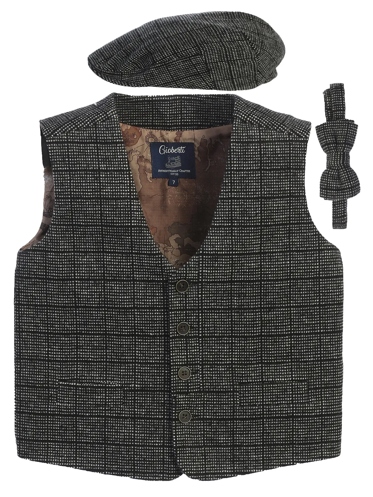 Boy's (8-16) 3pc Tweed Vest Set