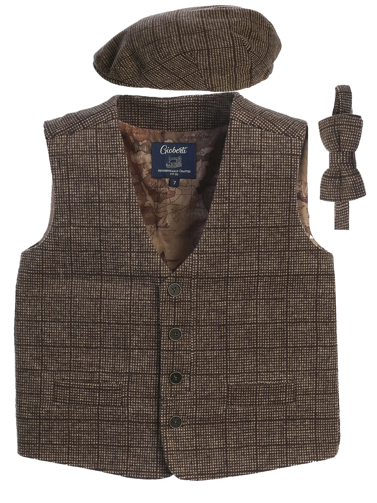 Boy's (8-16) 3pc Tweed Vest Set