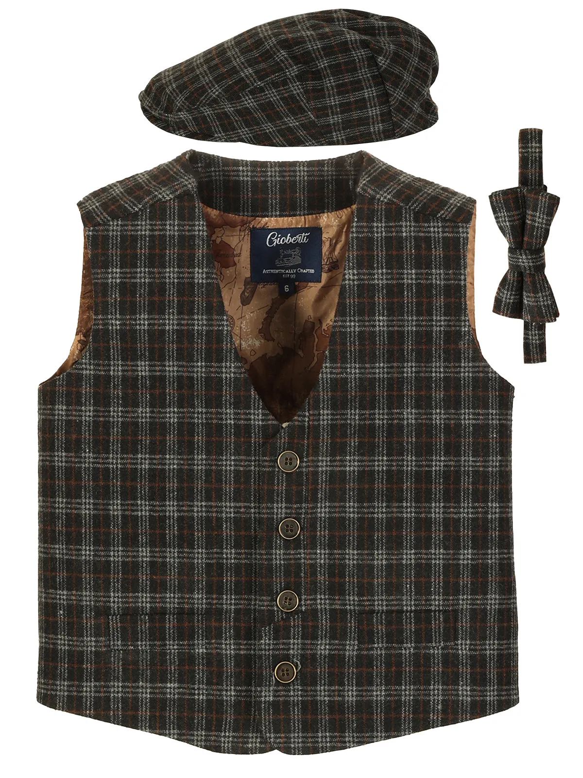 Boy's (8-16) 3pc Tweed Vest Set