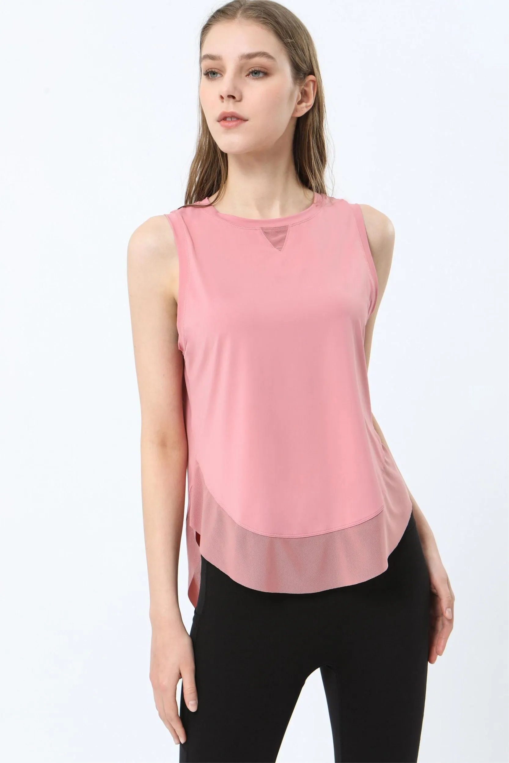 Breathable Mesh Panel Tank Top