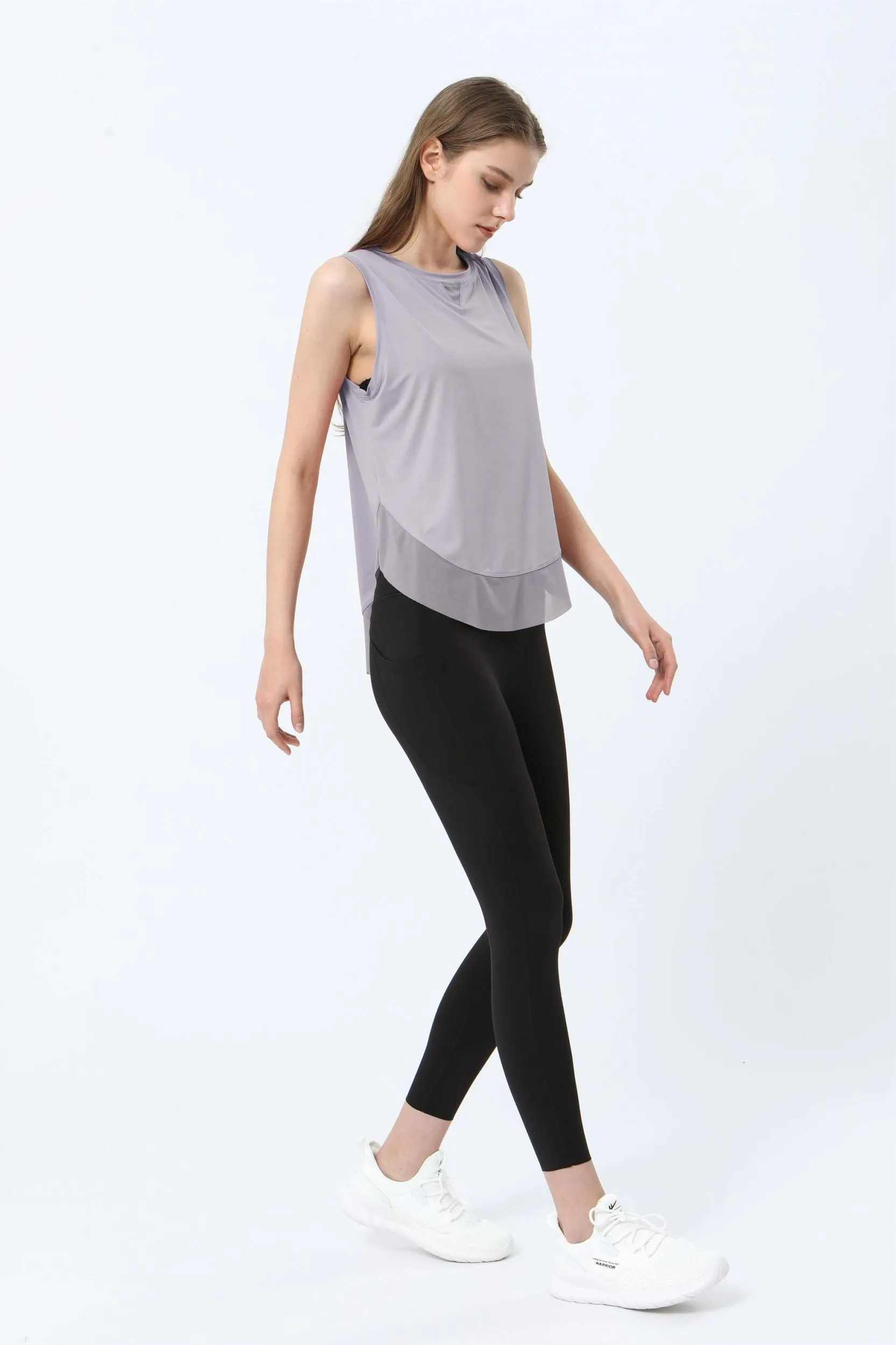 Breathable Mesh Panel Tank Top