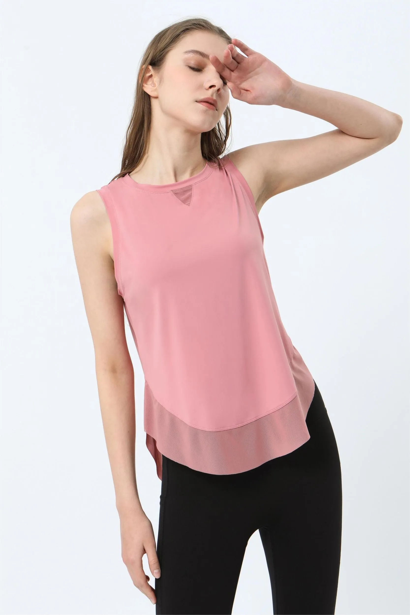 Breathable Mesh Panel Tank Top