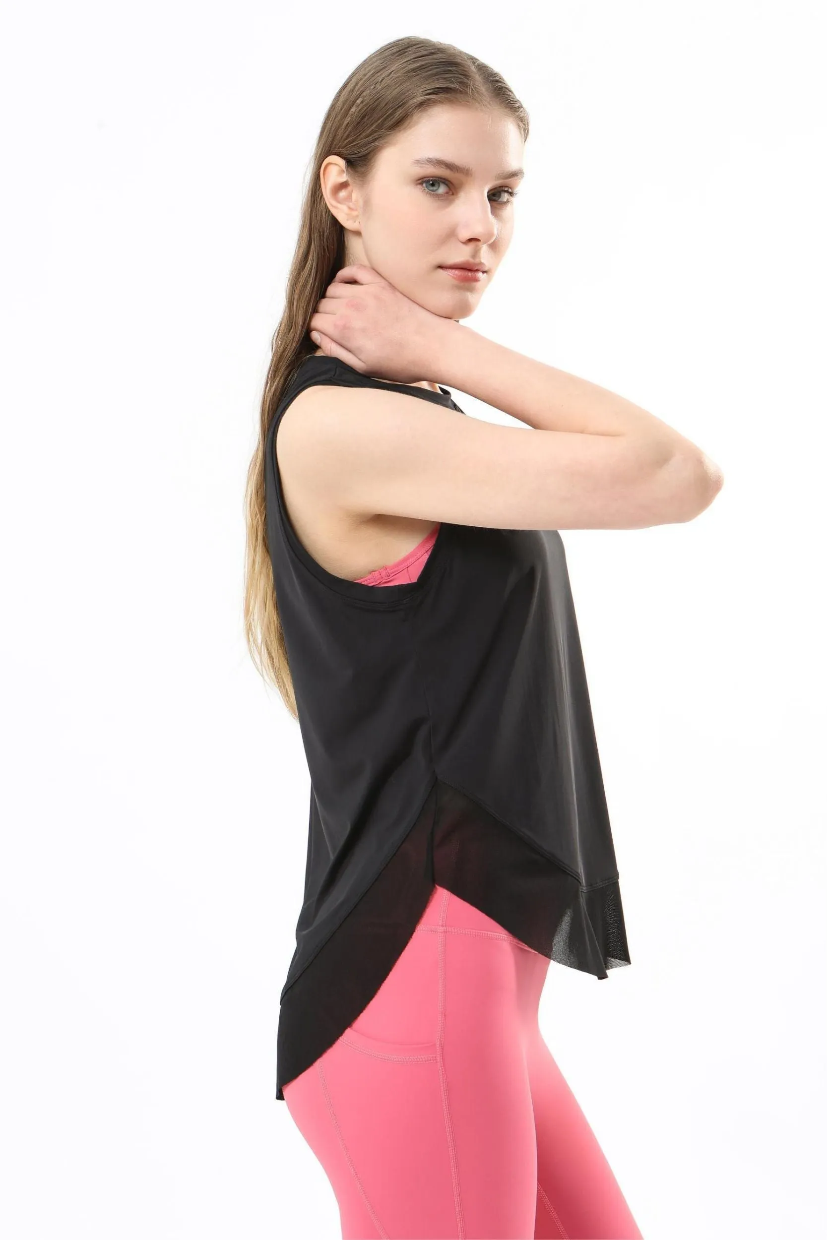 Breathable Mesh Panel Tank Top