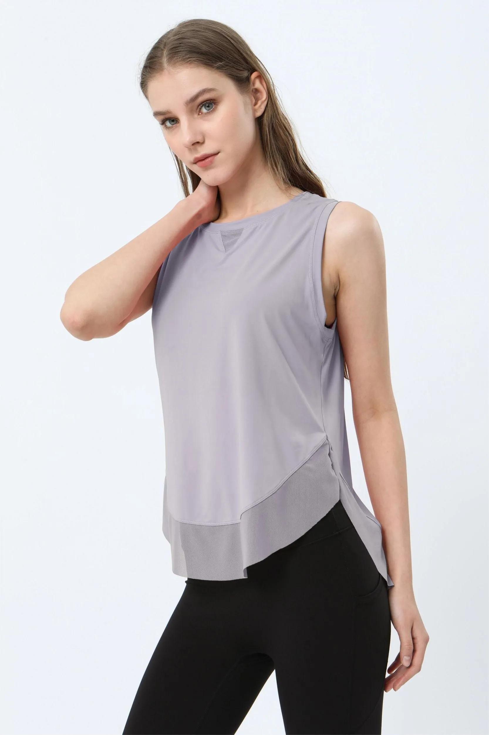 Breathable Mesh Panel Tank Top