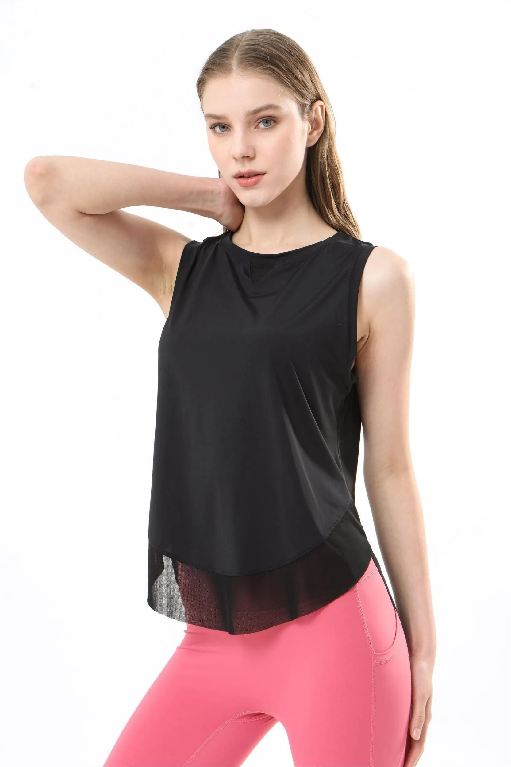 Breathable Mesh Panel Tank Top