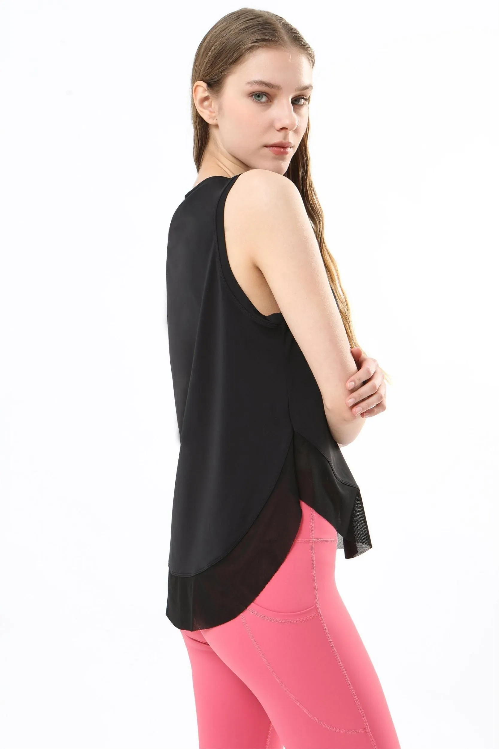 Breathable Mesh Panel Tank Top