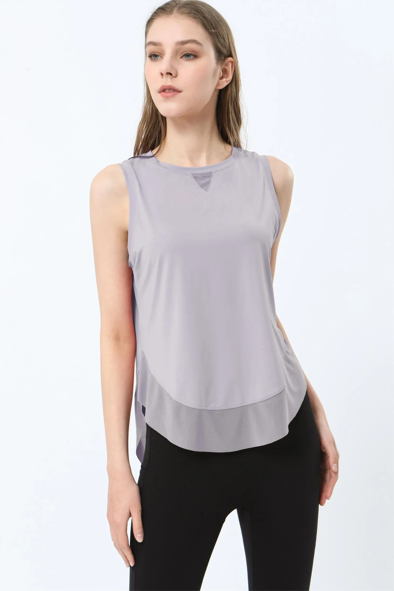 Breathable Mesh Panel Tank Top