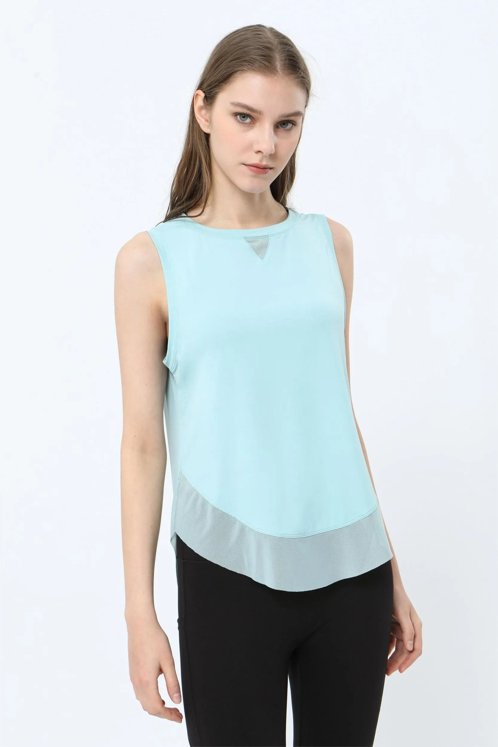 Breathable Mesh Panel Tank Top