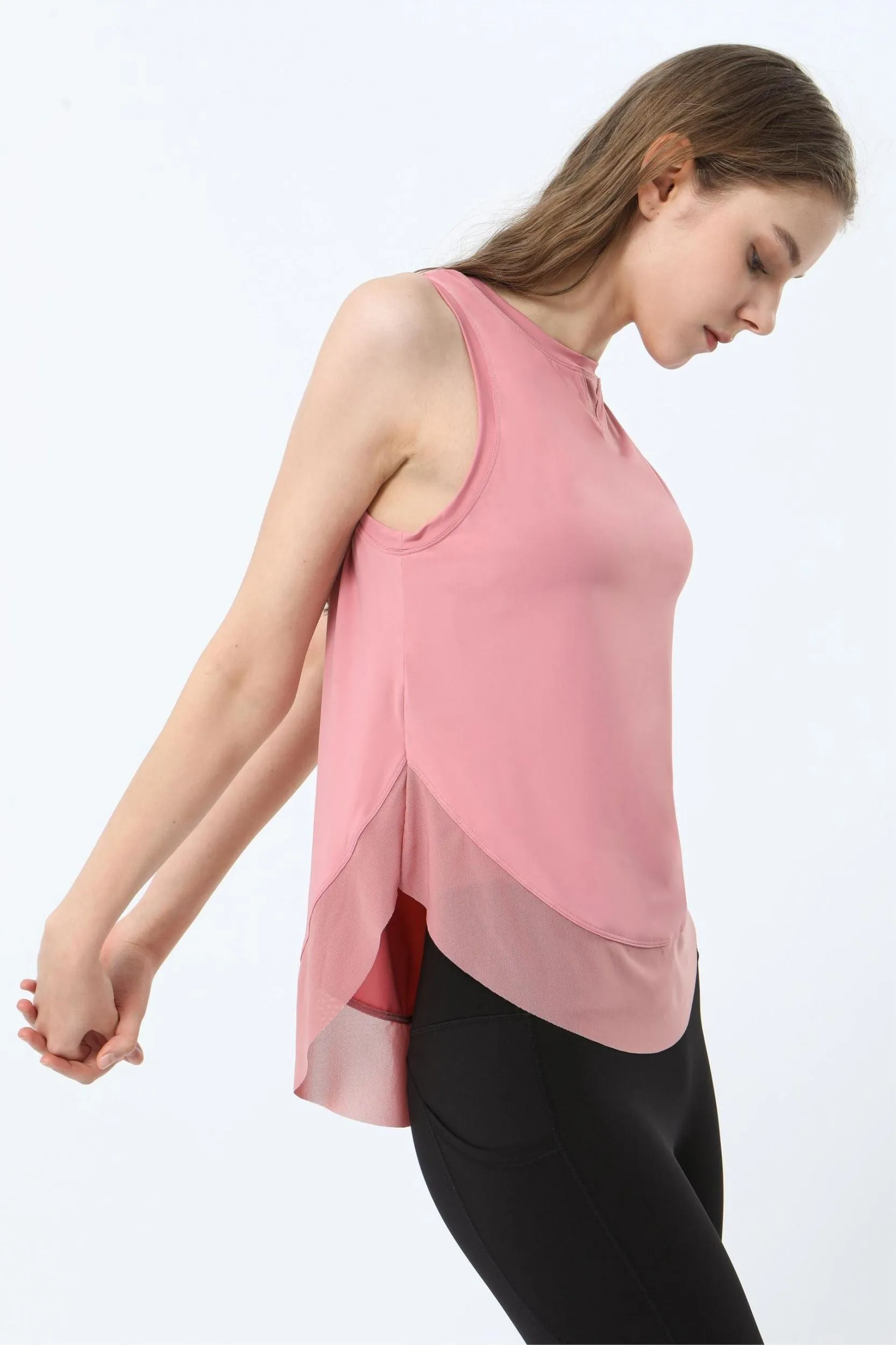 Breathable Mesh Panel Tank Top