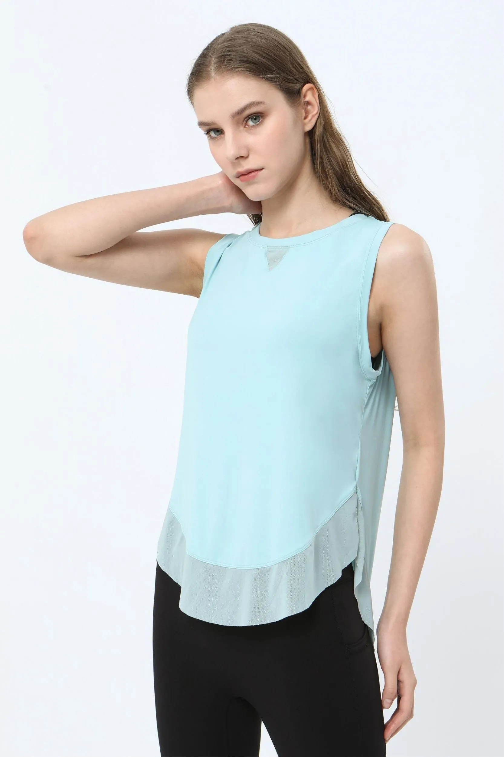 Breathable Mesh Panel Tank Top