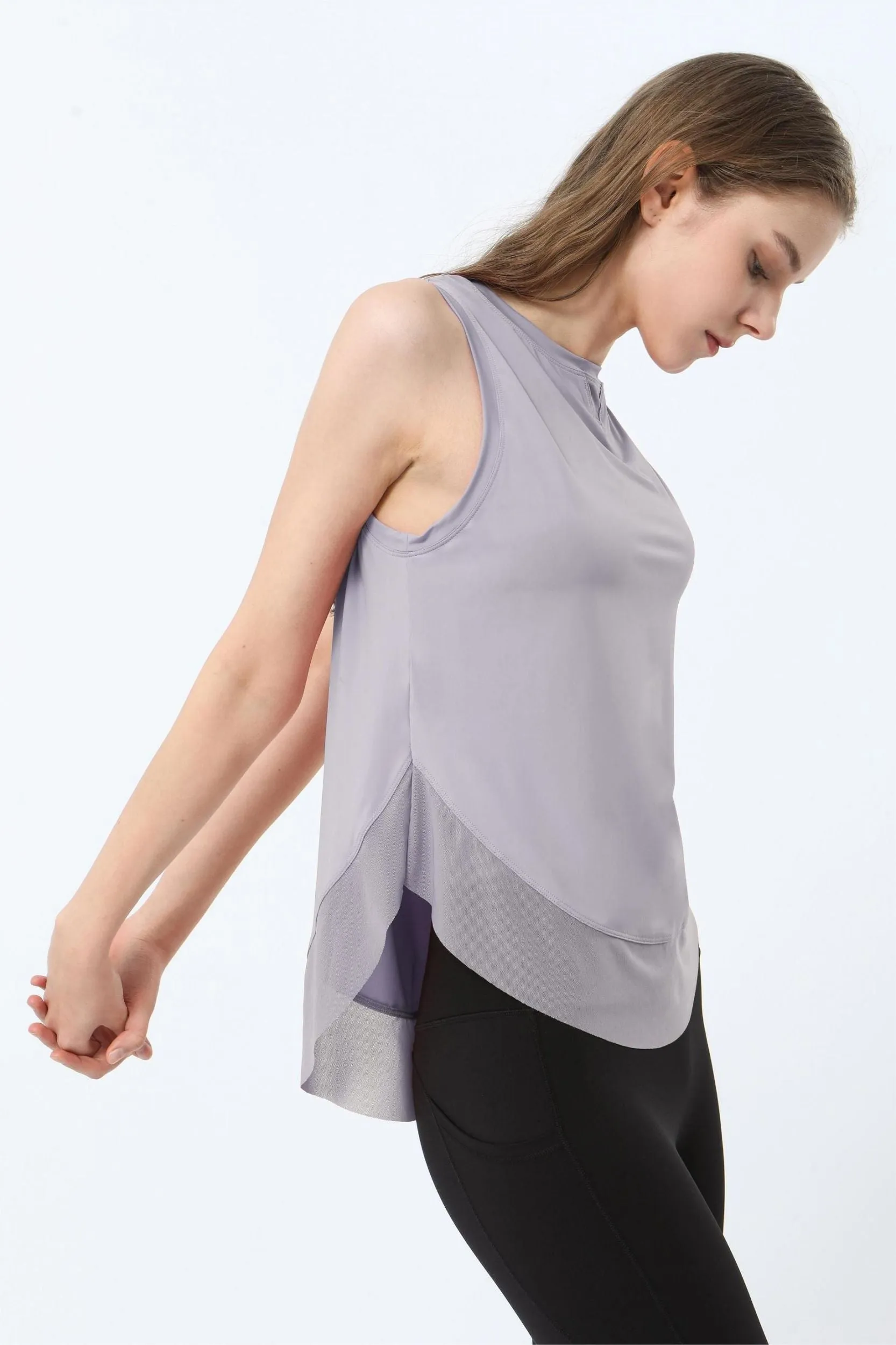 Breathable Mesh Panel Tank Top