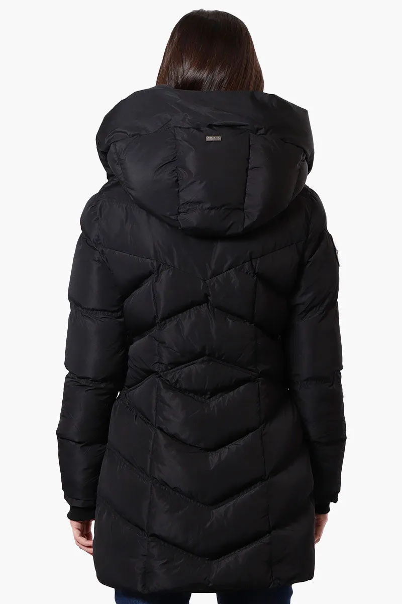 Canada Weather Gear Chevron Quilted Puffer Parka Jacket - Black