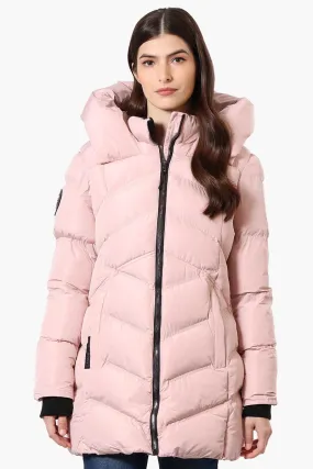 Canada Weather Gear Chevron Quilted Puffer Parka Jacket - Pink