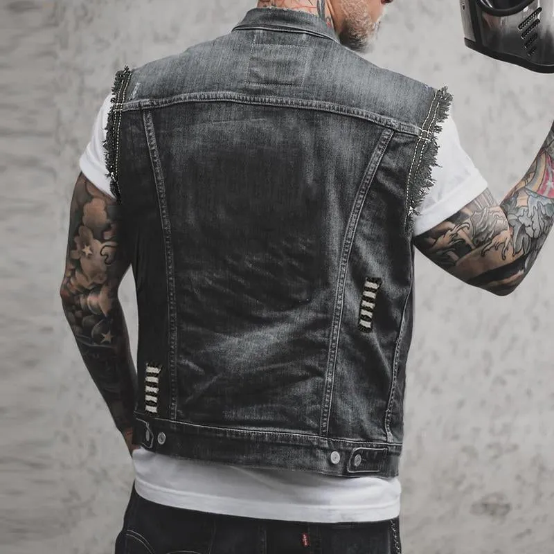 Casual Vintage Lapel Denim Vest