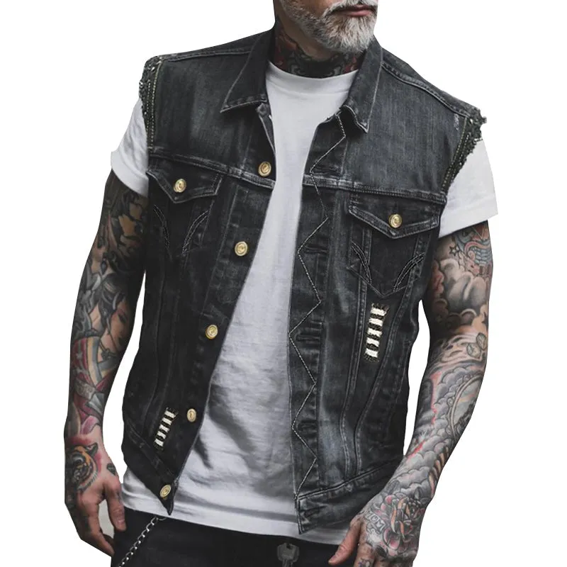 Casual Vintage Lapel Denim Vest