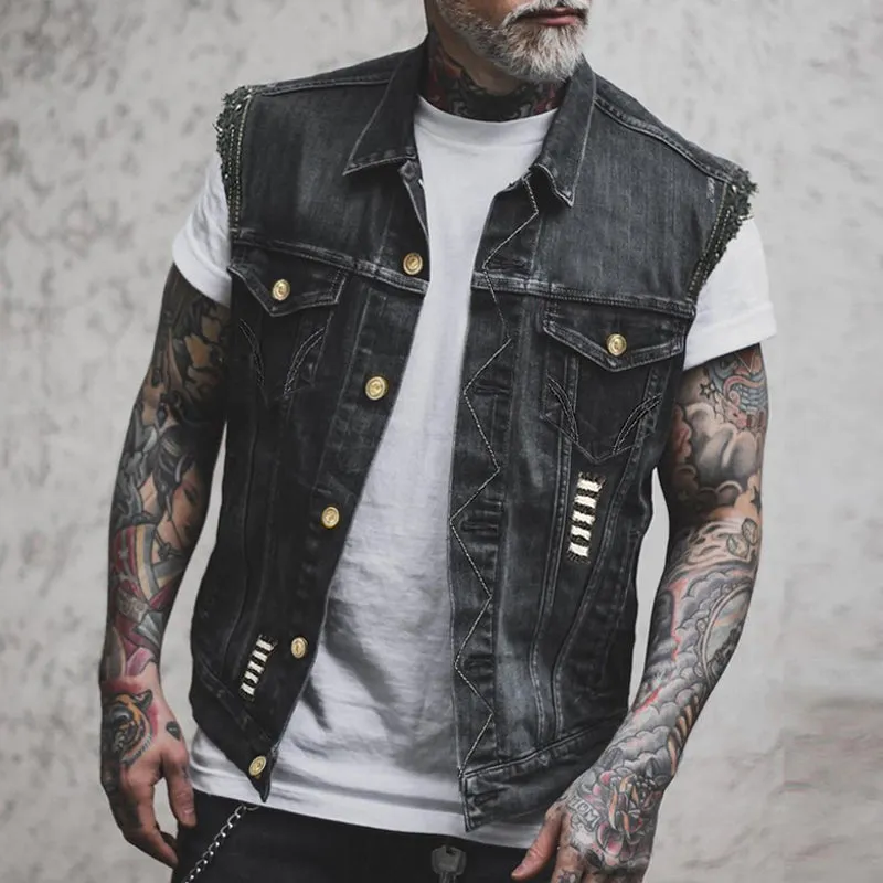 Casual Vintage Lapel Denim Vest