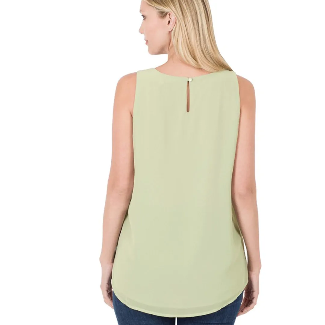 Chiffon Double Layer Sleeveless V-Neck Top