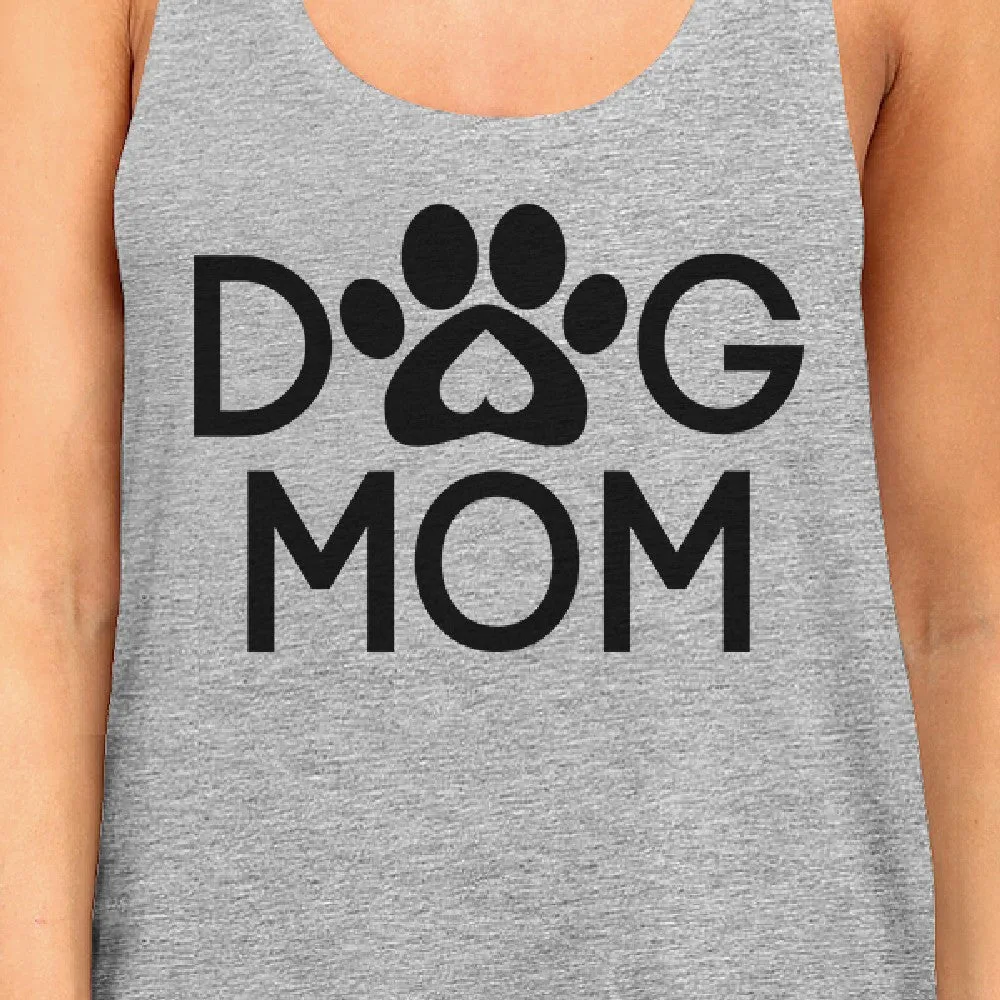 Dog Mom Women's Grey Cute Dog Paw Graphic Tank Top For Dog Lovers