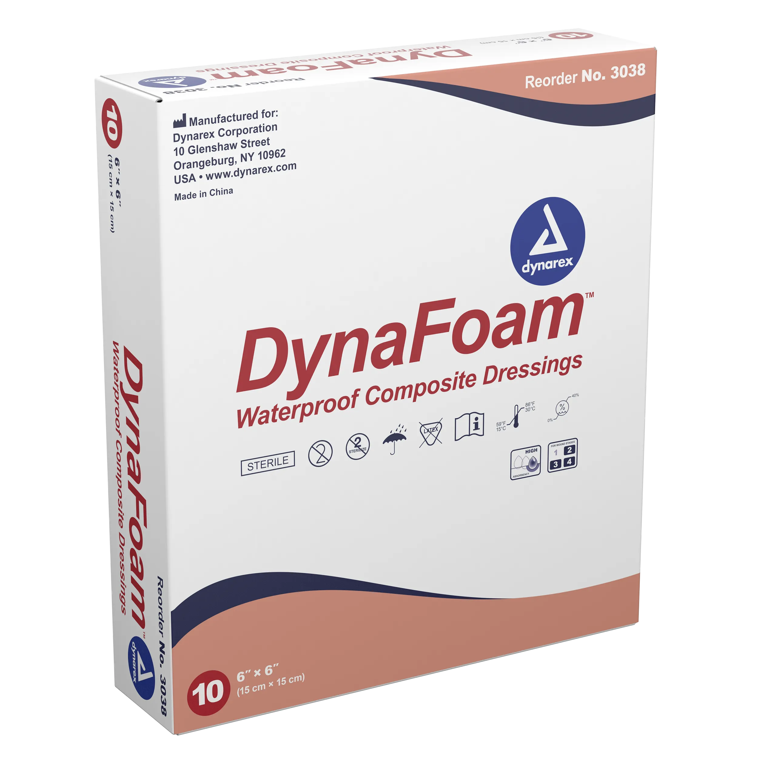 DynaFoam Waterproof Bordered Foam Dressing - 6"x6"