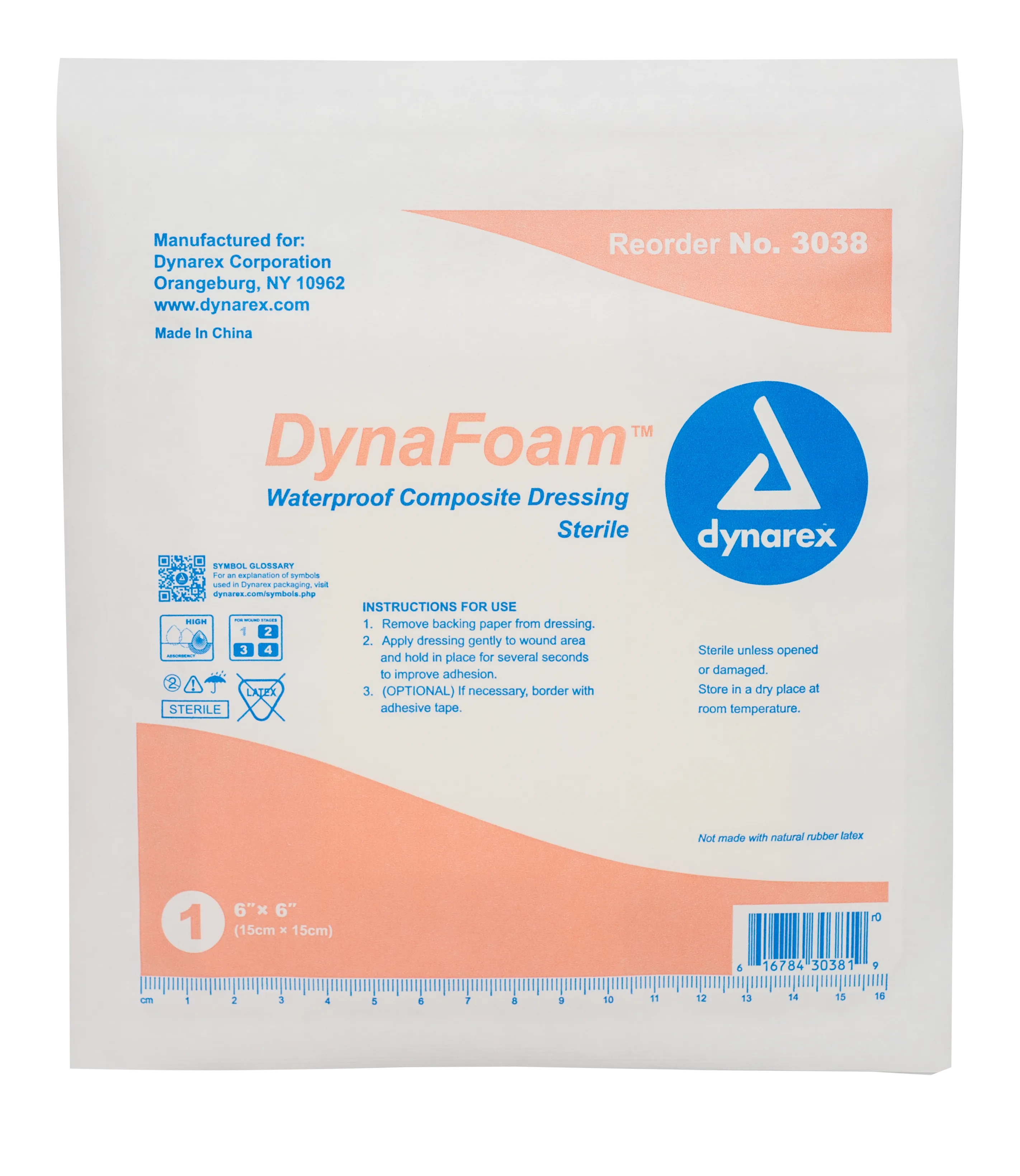 DynaFoam Waterproof Bordered Foam Dressing - 6"x6"