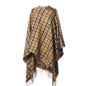 Edinburgh Lambswool Long Tartan Cape  Thomson Camel