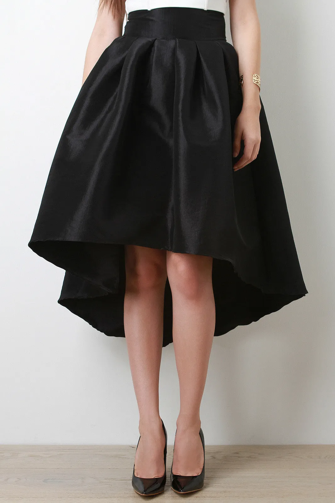 Evening Taffeta Pleated High-Low Skirt