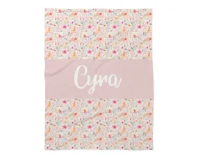 Family Name Minky Blanket - Peachy Pink Floral *Single Layer