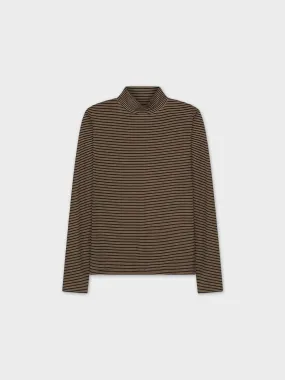 Fine Striped Turtleneck-Brown/Black