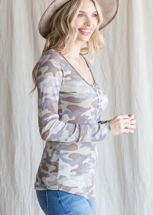 Fitted Fall Base Layer Camo Tee Made in USA