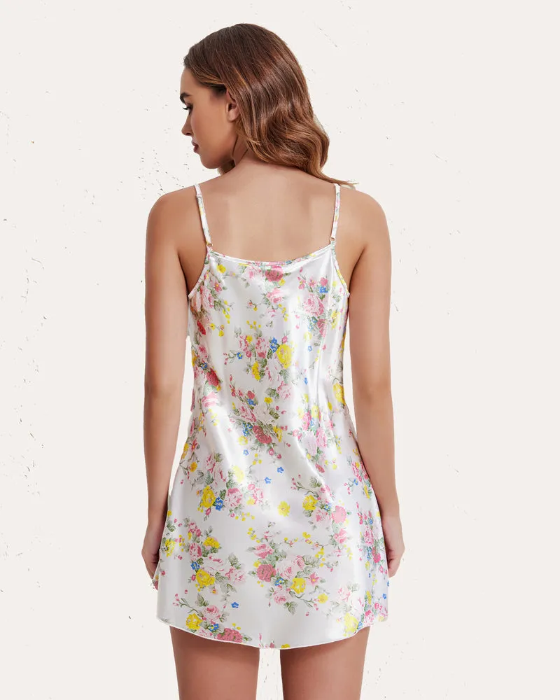 Floral Satin Dress Mini Slip Nightwear