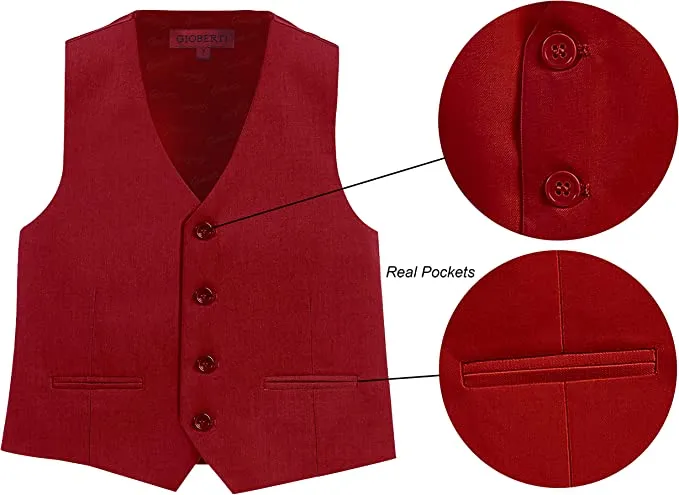 Formal Vest Suit 4 Button Toddler's Kids Boys - Red