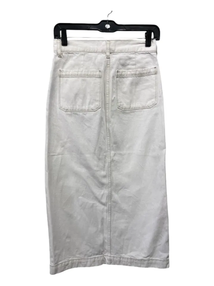 Frame Size 24 White Cotton Denim Pencil Button Up Front Pocket Skirt