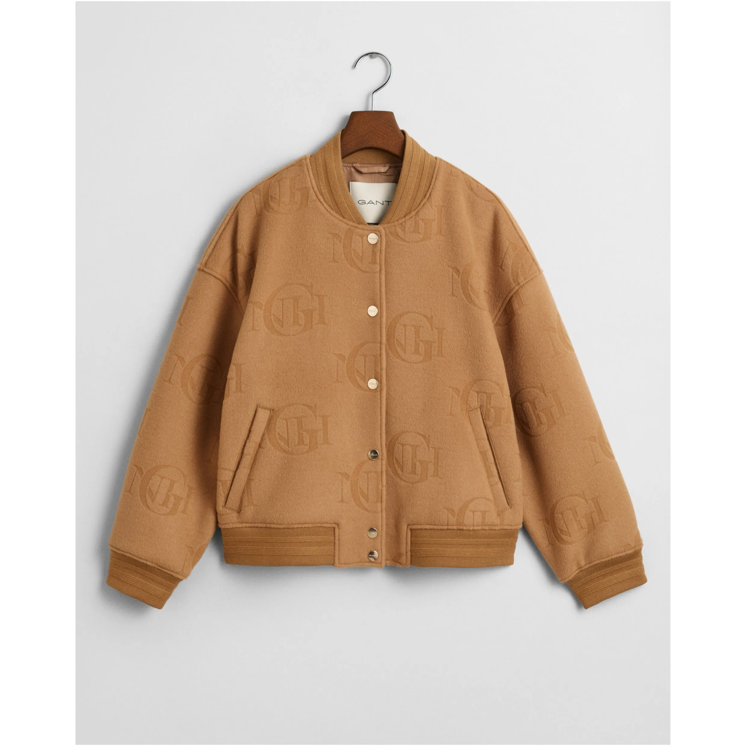 GANT Jacquard Varsity Jacket in Warm Khaki 4700335