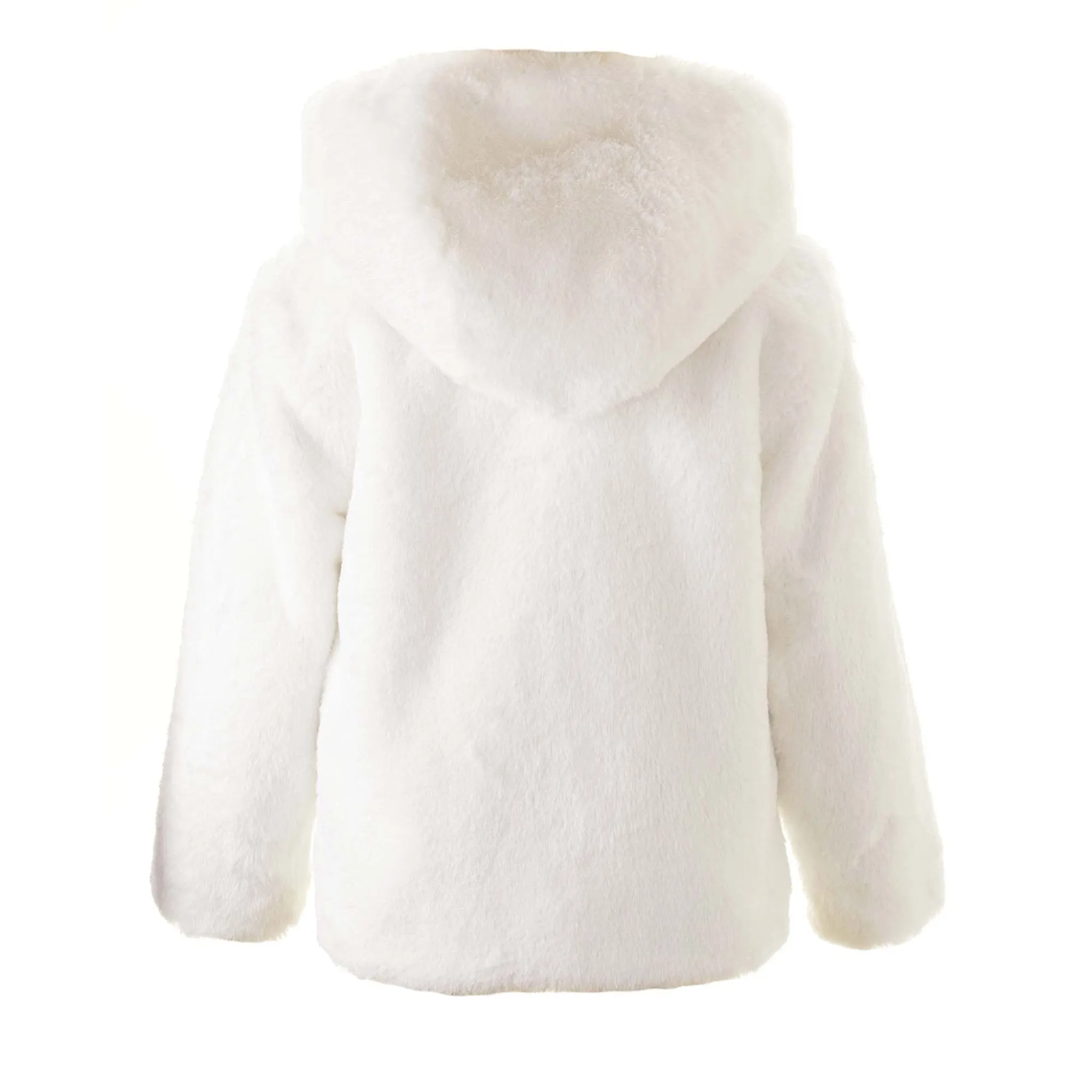 Girls Ivory Faux Fur Short Jacket