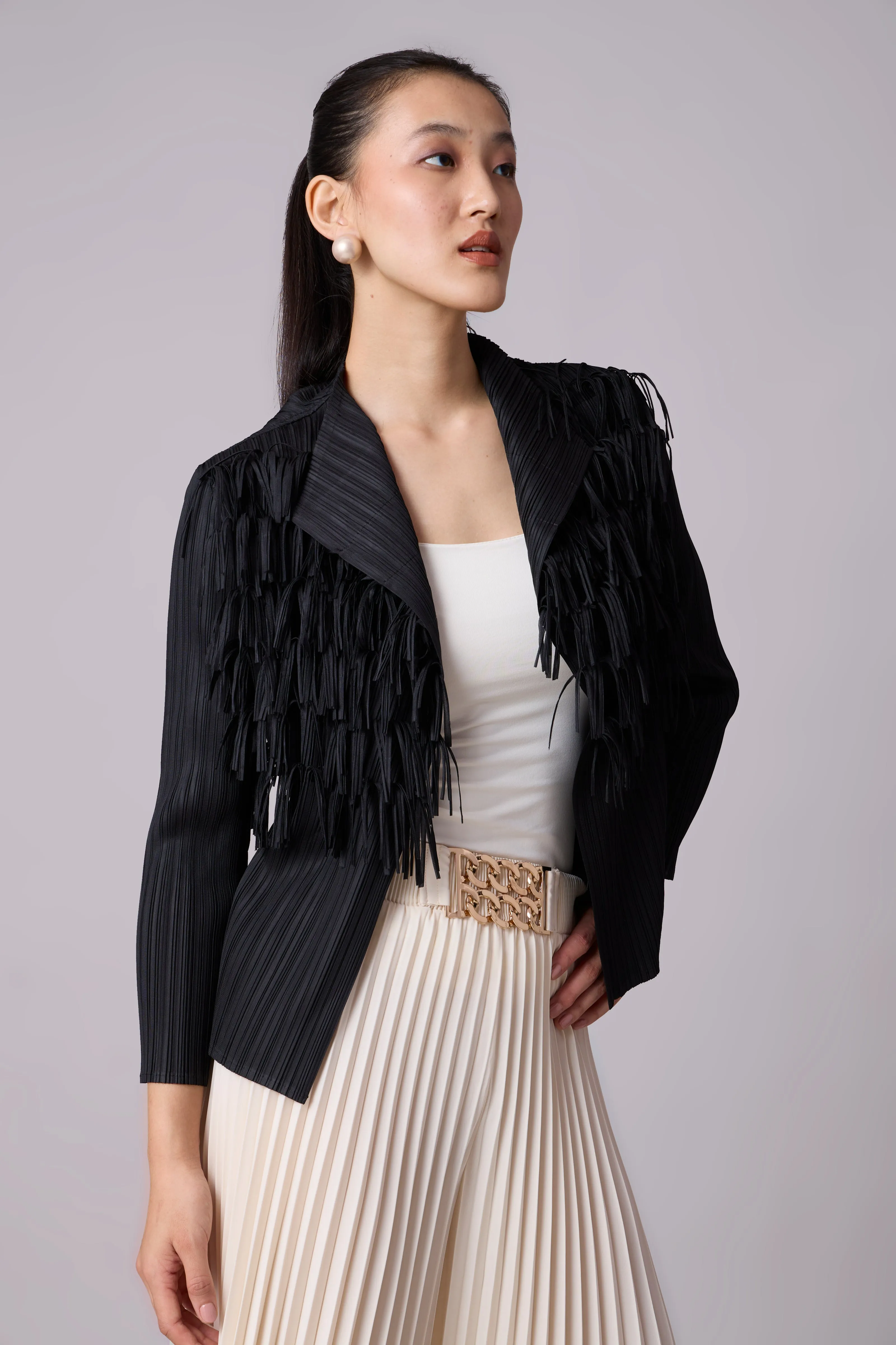 Gisa Fringed Jacket - Black