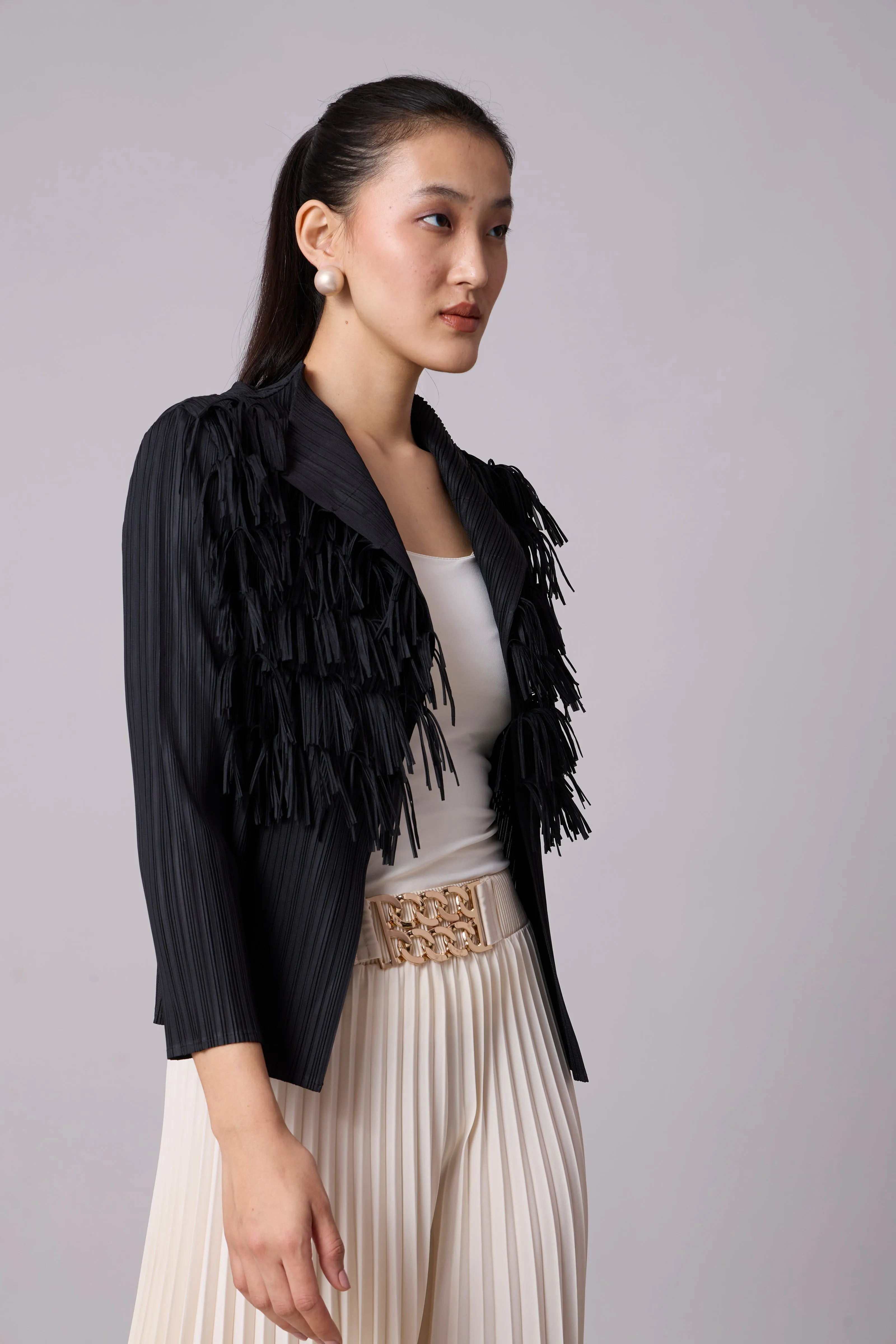 Gisa Fringed Jacket - Black