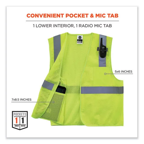 Glowear 8210hl-s Single Size Class 2 Economy Mesh Vest, Polyester, 2x-large, Lime, Ships In 1-3 Business Days